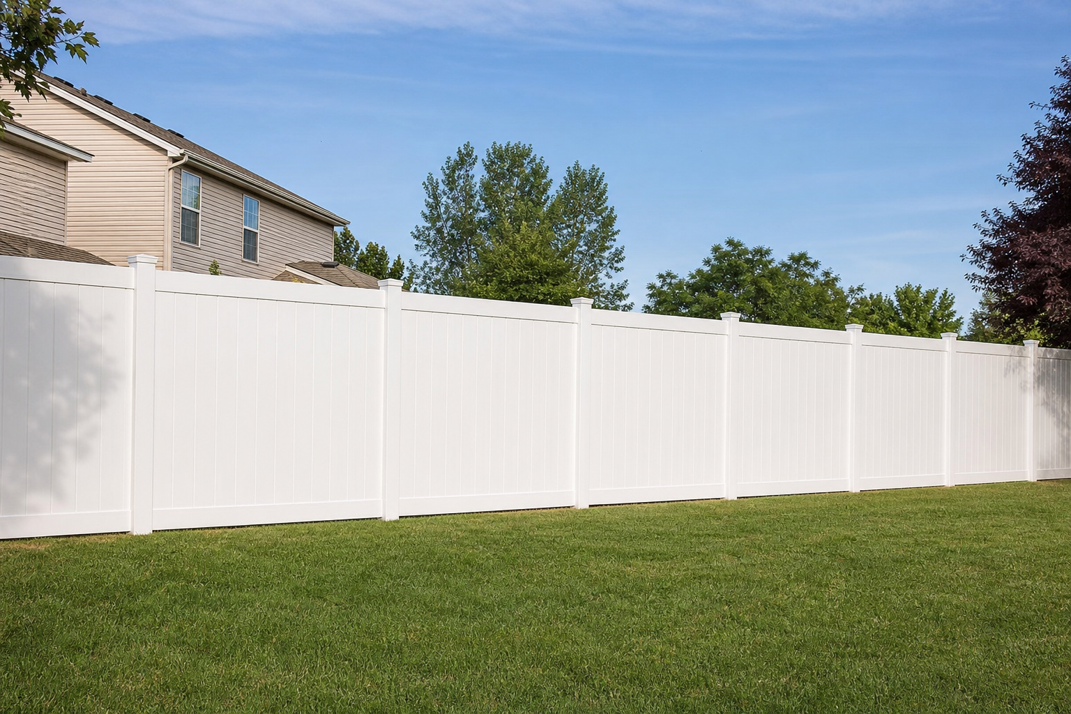 White vinyl fence along a Dallas residential property